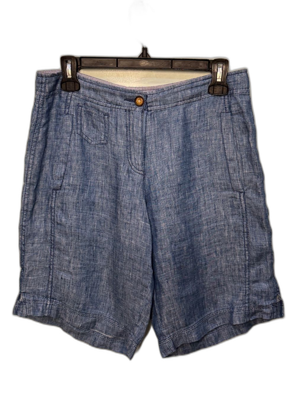 Poetry Blue Linen-Blend Bermuda Shorts